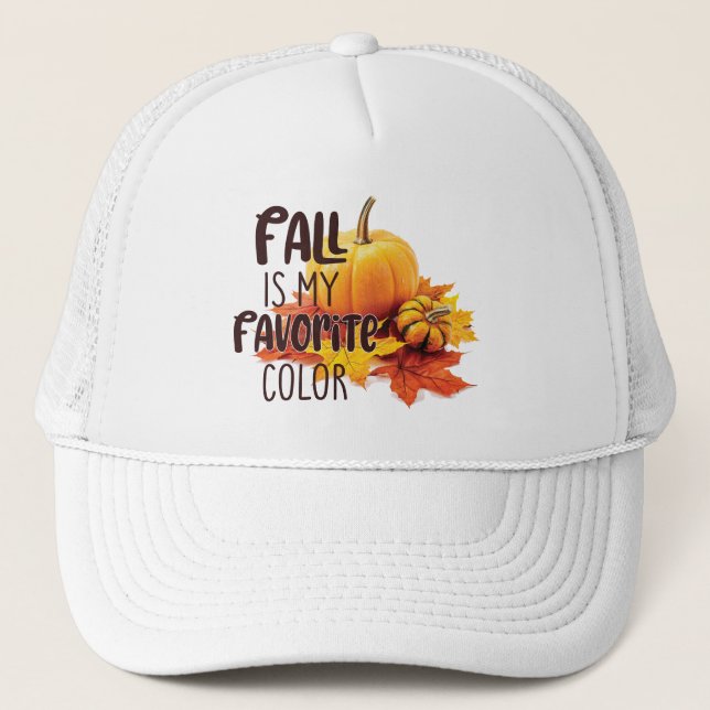 Fall Is My Favourite Colour – Pumpkins & Leaves Trucker Hat (Front)
