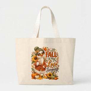 Fall Is My Love Language Cutie Duck Large Tote Bag