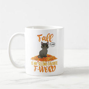 Fall is My Second Favorite F-Word - Autumn Cat Coffee Mug