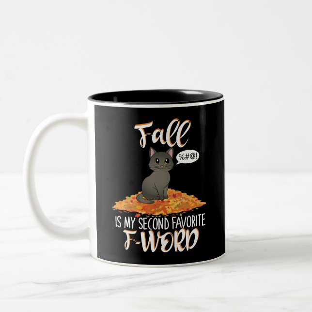 Fall is My Second Favourite F-Word - Cute Cat Two-Tone Coffee Mug (Left)