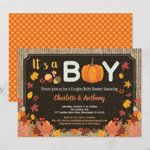 Fall it's a boy pumpkin baby shower invitation
