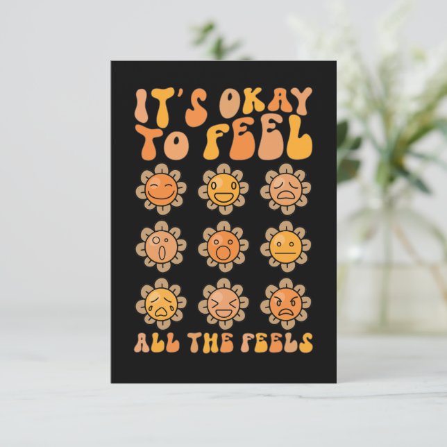  Fall Its Okay To Feel All The Feels Mental Health Thank You Card (Standing Front)