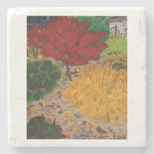 Fall Japanese Maple Tree Painting  Stone Coaster