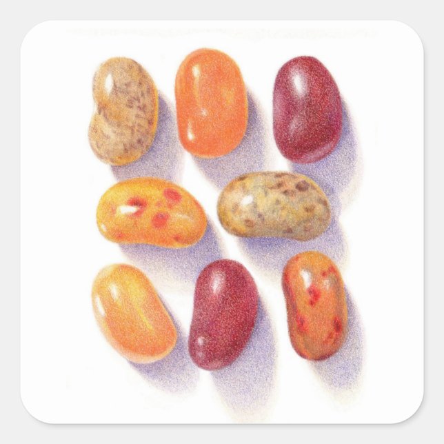FALL JELLY BEANS Small Square Stickers (Front)
