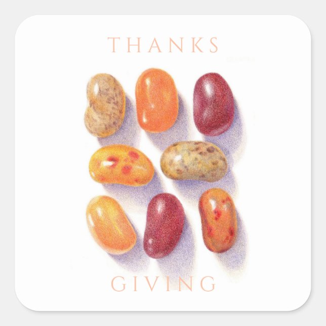 FALL JELLY BEANS Thanksgiving Small Square Sticker (Front)