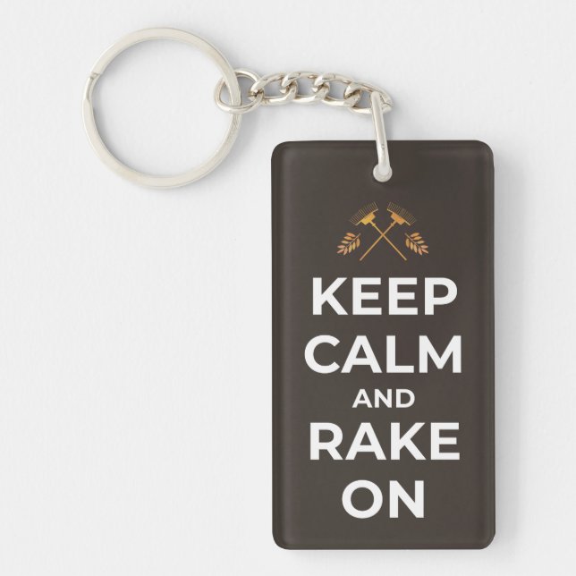 Fall Keep Calm and Rake On Custom Key Ring (Front)