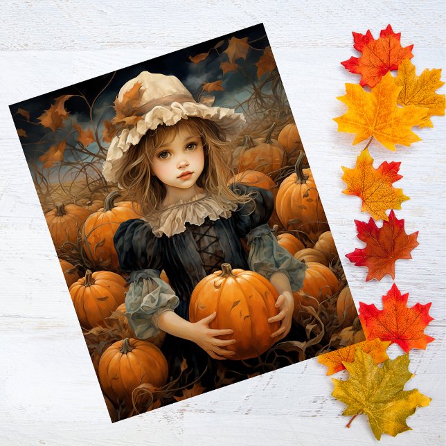 Fall Kid Holding Pumpkin Thanksgiving Decoupage  Tissue Paper (Creator Uploaded)
