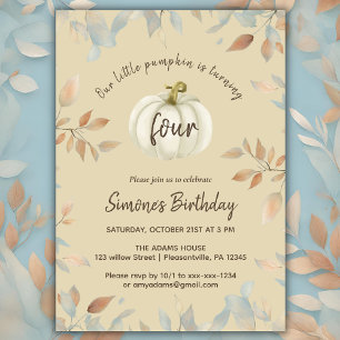 Fall Kids Birthday Party Watercolor Invitation