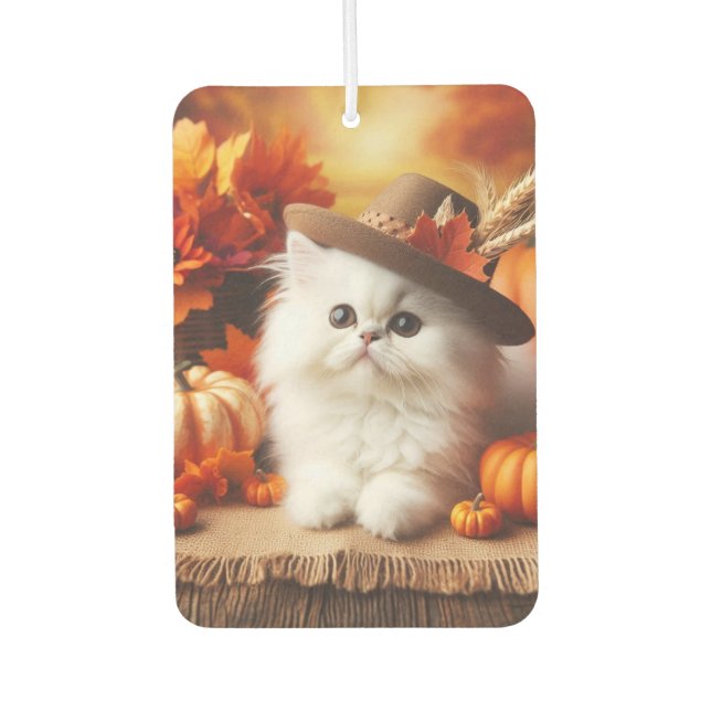 Fall Kitten with Hat Car Air Freshener (Front)