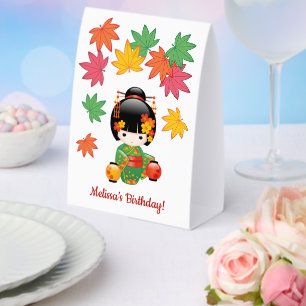 Fall Kokeshi Doll Green Kimono Geisha Girl