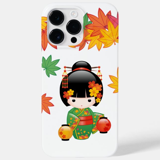 Fall Kokeshi Doll - Green Kimono Geisha Girl Case-Mate iPhone Case (Back)