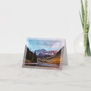 Fall lake and mountain with custom text card