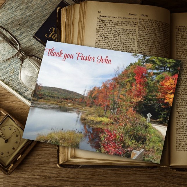 Fall Lake Scene Rural Foliage Pastor Appreciation  Thank You Card (Creator Uploaded)