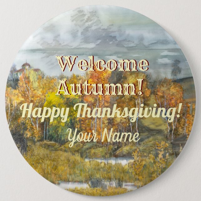  Fall landscapes watercolor 6 Cm Round Badge (Front)