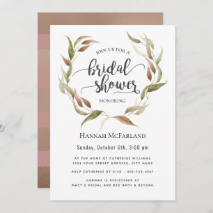Fall Laurel Wreath Bridal Shower Invitation