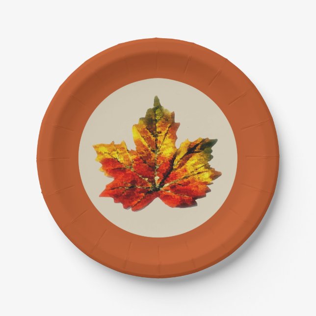 Fall Leaf 7" Paper Plate (Front)