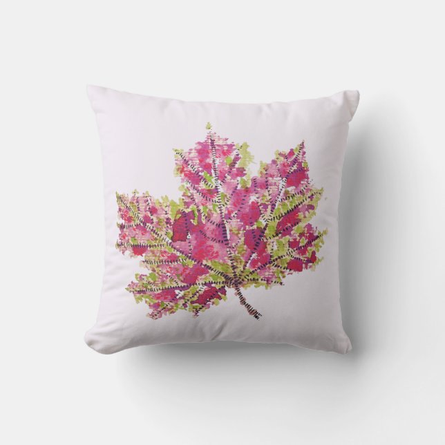 Fall Leaf Art - Boho Watercolor In Purple Cushion (Front)