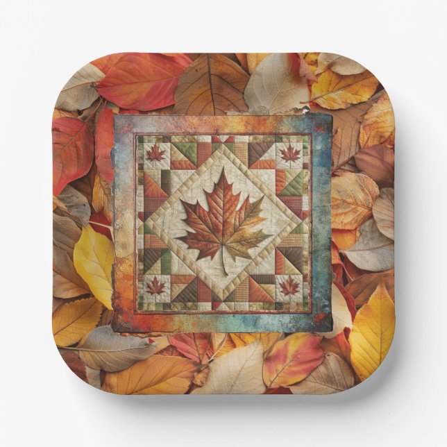 Fall Leaf Autumn Colourful Leaves Paper Plate (Front)