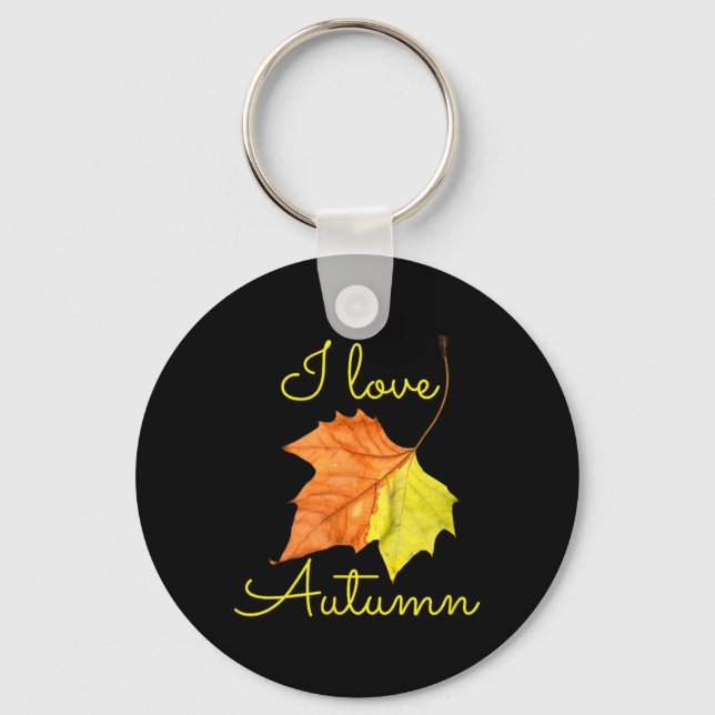 Fall Leaf Autumn September  Key Ring (Front)