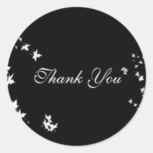 Fall Leaf Black & White Thank You Sticker