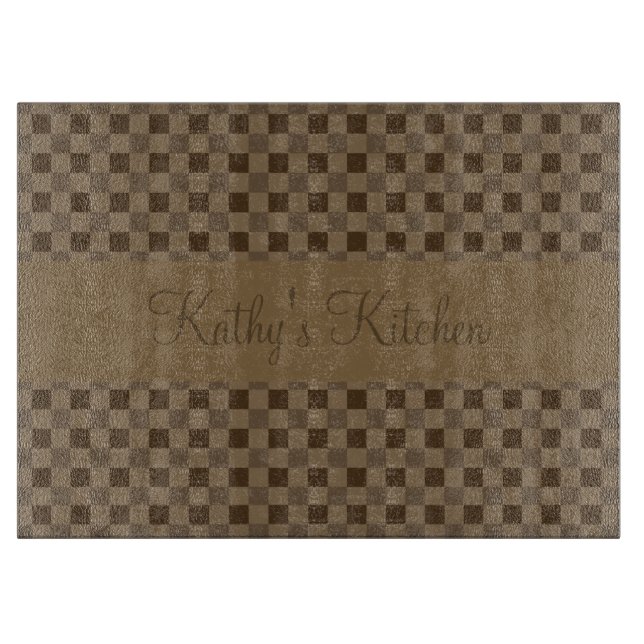 Fall Leaf Brown Squares Cutting Board (Front)