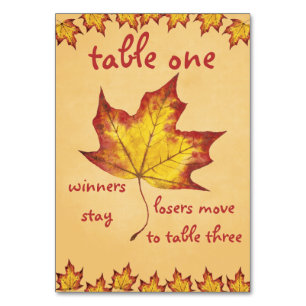 Fall Leaf Bunco Table Card #1