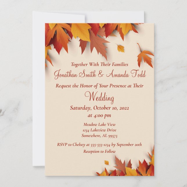 Fall Leaf Classic Wedding Invitation (Front)