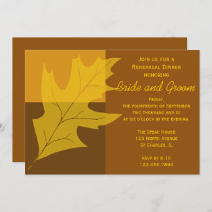 Fall Leaf Colour Block Wedding Rehearsal Dinner Invitation