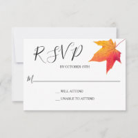 Fall Leaf Elegant Wedding Response Reply RSVP