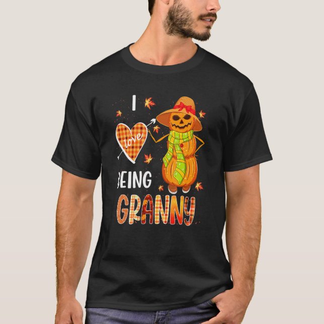 Fall Leaf Granny Pumpkin Snowman Thanksgiving Autu T-Shirt (Front)