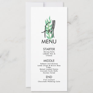 Fall Leaf Greenery Wedding Holiday Menu Card