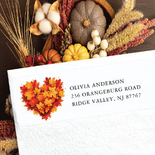 Fall Leaf Heart Return Address