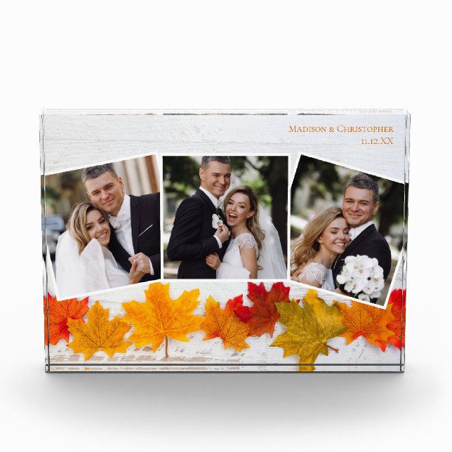 Fall Leaf Newlywed Photo Collage Autumn Wedding (Front)