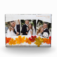 Fall Leaf Newlywed Photo Collage Autumn Wedding