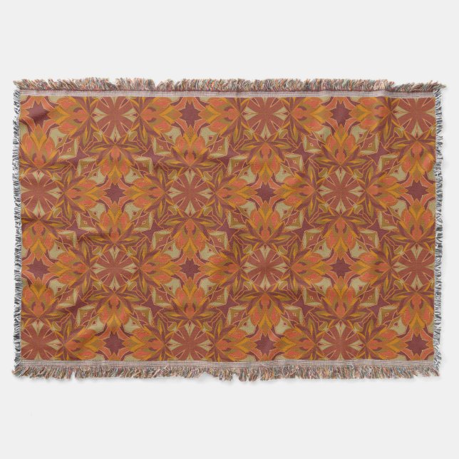 Fall Leaf Pattern Throw Blanket (Front)