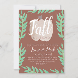 Fall Leaf Pumpkin Brown Baby Shower Invitation