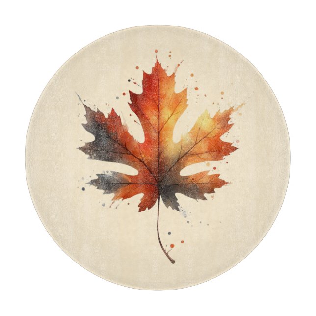 Fall Leaf Round Cutting Board (Front)
