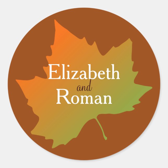 Fall Leaf Wedding Stickers (Front)