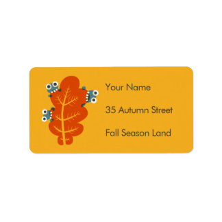 Fall Leaf With Cute Bugs - Fall Colours Label