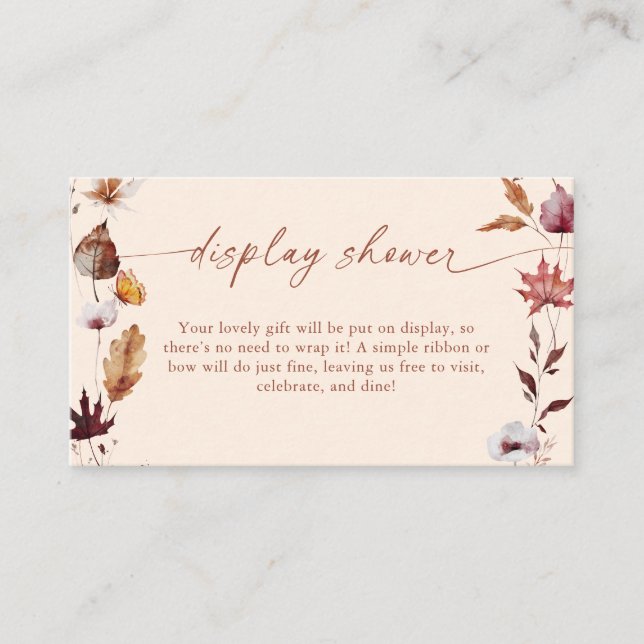 Fall Leaf Wreath Bridal Shower Display Shower Enclosure Card (Front)