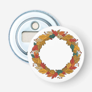 Fall Leaf Wreath Circle Bottle Opener