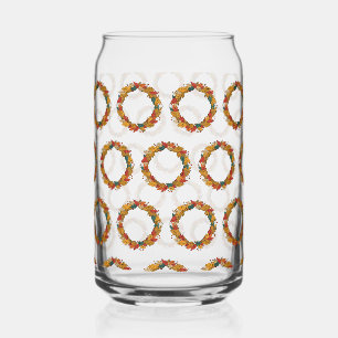 Fall Leaf Wreath Circle Can Glass