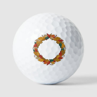 Fall Leaf Wreath Circle Golf Balls