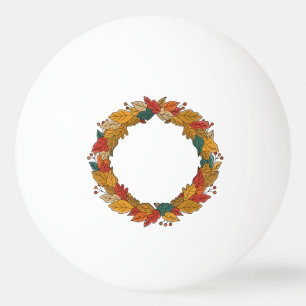 Fall Leaf Wreath Circle Ping Pong Ball