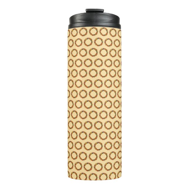 Fall Leaf Wreath Circle Thermal Tumbler (Front)