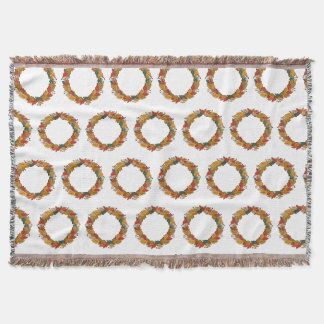 Fall Leaf Wreath Circle Throw Blanket
