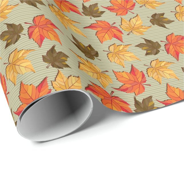 Fall Leafs Colourful Seamless Pattern Wrapping Paper (Roll Corner)