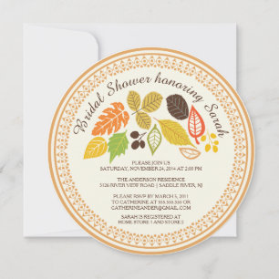 Fall Leave Autumn Bridal Shower Invitations