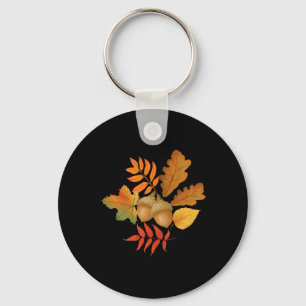 Fall Leaves And Acorns Autumn Hello Fall Thanksgiv Key Ring