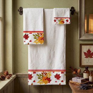 Fall leaves and berries bath towel set